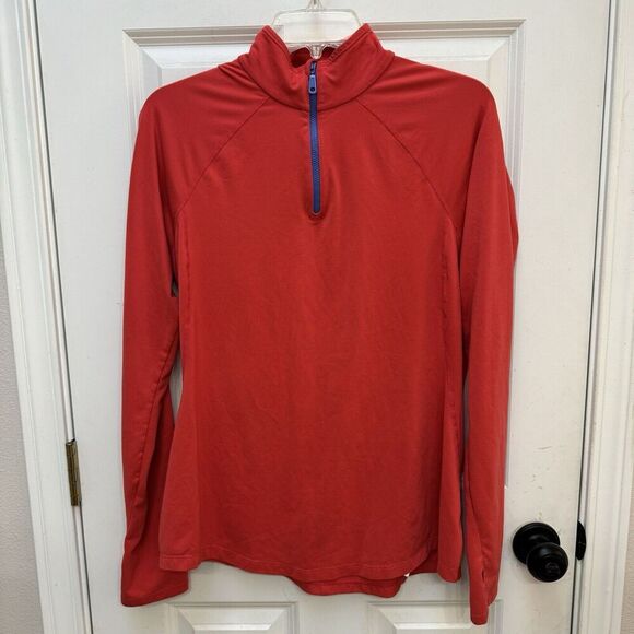 Mountain Hardwear 1/4 Zip Top Womens Large Fitted Red Lightweight Mock Neck Gorp - Picture 1 of 7